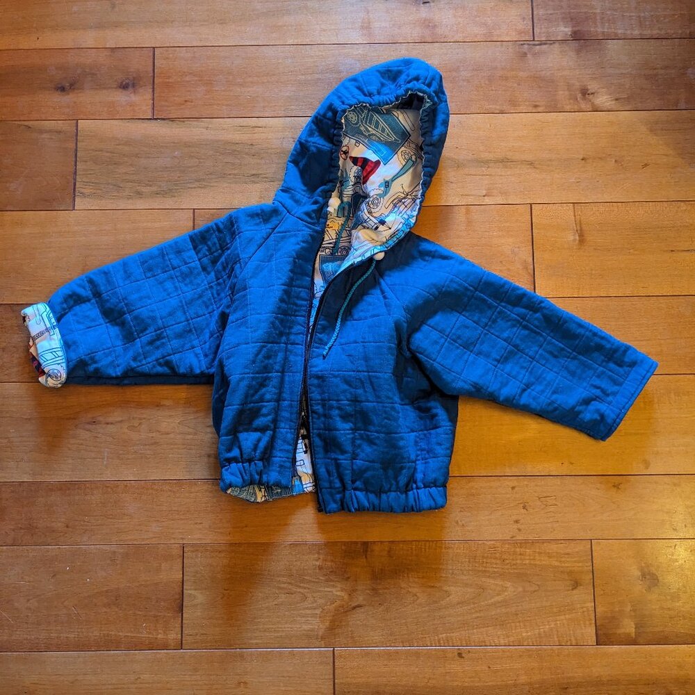 Kids blue spring fall reversible jacket